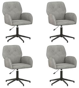VidaXL Sedie girevoli, confezione da 4, 54 x 55 x 90 cm, grigio chiaro, rivestite in velluto (V)