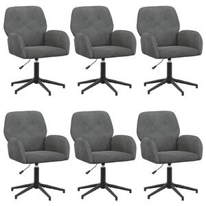 VidaXL Sedie girevoli, 6 pezzi, 54 x 55 x 90 cm, grigio scuro, velluto (V)
