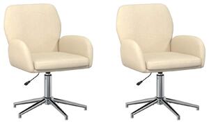 VidaXL Sedie girevoli, 2 pezzi, 54 x 58 x 90 cm, colore crema, rivestimento in tessuto