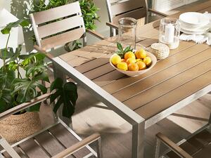 Tavolo da pranzo con struttura in alluminio anodizzato marrone per 6 persone 180 x 90 cm dal design moderno Beliani