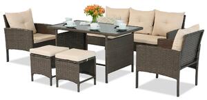 Set in tecnorattan marrone con pouf Bari Garden Point