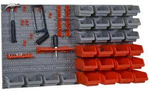 DURHAND 44PZ Contenitore Portautensile Scatole Regolabili e Rimovibile, Montaggio a Muro, PP, Rosso Grigio, 54x22x95cm|Aosom