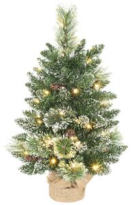 Albero di Natale Piccolo Innevato 60 cm 64 Rami e Pigne con 35 LED