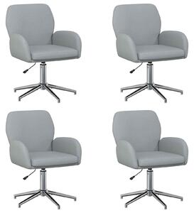 VidaXL Sedie girevoli, confezione da 4, 54 x 58 x 90 cm, grigio chiaro, rivestite in tessuto