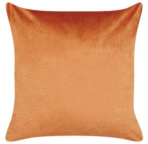 Set di 2 cuscini decorativi in velluto arancione e oro 45 x 45 cm motivo viso glamour accessori decorativi Beliani