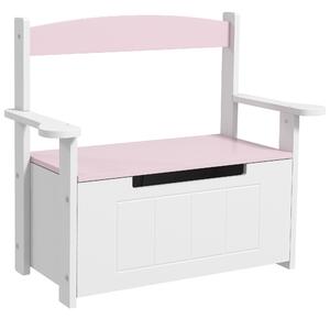 AIYAPLAY Panca contenitore per bambini con schienale e chiusura soft, 68,5x34x58 cm, Rosa/Bianco | Aosom Italy