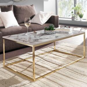 FineBuy tavolino 100x60x40 cm con aspetto marmo | Tavolo da salotto con struttura in metallo | Tavolo pieghevole quadrato da salotto | contenitore