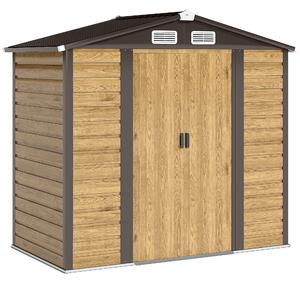 Outsunny Capanno da giardino 2,36 m², capanno da giardino esterno in acciaio galvanizzato facile da montare, 213x120x194cm rovere | Aosom Italy