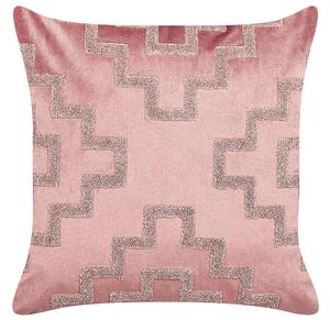 Set di 2 cuscini decorativi in velluto rosa 45 x 45 cm motivo geometrico accessori d'arredo glamour Beliani