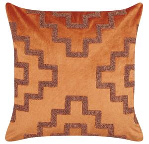 Set di 2 cuscini decorativi velluto arancio 45 x 45 cm motivo geometrico accessori d'arredo glamour Beliani