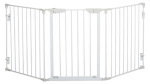 PawHut Cancelletto per Cani con Chiusura Automatica e Sistema di Blocco, in Metallo e Plastica, 180x74.5 cm, Bianco | Aosom Italy