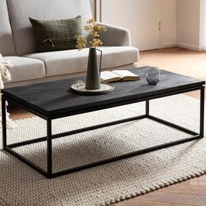 FineBuy Tavolino rettangolare 120 cm in legno massello di mango nero · Tavolino da salotto con struttura in metallo · Tavolo moderno in legno massello in stile industriale