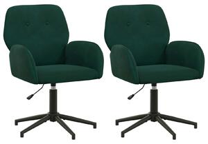 VidaXL Sedie girevoli, 2 pezzi, 54 x 55 x 90 cm, verde scuro, velluto (V)