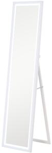 Specchio Illuminato con Luci LED Regolabili e Pulsante Touch 40x5x160 cm in Vetro e MDF Bianco