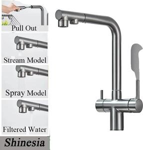 Rubinetto da cucina Cleaner, ugello estraibile, doppio comando, grigio A