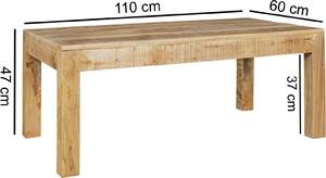 Tavolino RUSTICA 110 x 60 x 47 cm in legno massiccio di mango naturale