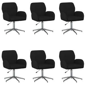 VidaXL Sedie girevoli, 6 pezzi, 54 x 58 x 90 cm, nere, rivestite in tessuto