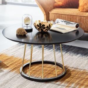 FineBuy Tavolino da caffè rotondo 80x80x42 cm Nero Oro Divano Tavolo Metallo Moderno Rotondo Tavolo da Soggiorno Tavolo da Caffè Soggiorno Grande Tavolo da Caffè