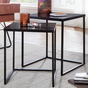 FineBuy Set di 2 tavolini da salotto in metallo Tavolino angolare nero Tavolino industriale Tavolino da divano Tavolino quadrato Set di 2 tavolini
