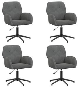 VidaXL Sedie girevoli, confezione da 4, 54 x 55 x 90 cm, grigio scuro, rivestite in velluto (V)