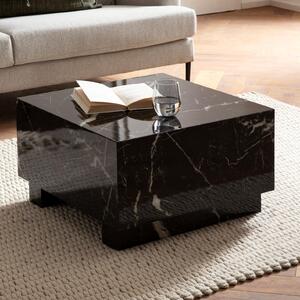 FineBuy Tavolino MONOBLOC 60x60x35 cm Effetto marmo lucido nero Tavolino da salotto Cubico Tavolino da divano Tavolino da salotto a forma di cubo
