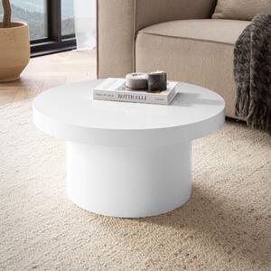 FineBuy Tavolino da salotto bianco lucido, rotondo, 60 cm – elegante tavolino da salotto di design, tavolino da divano dal moderno design a fungo con superficie liscia