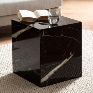 FineBuy Tavolino MONOBLOC 40 cm lucido effetto marmo nero Tavolino da salotto Cube quadrato Tavolino da divano Tavolino da salotto a forma di cubo