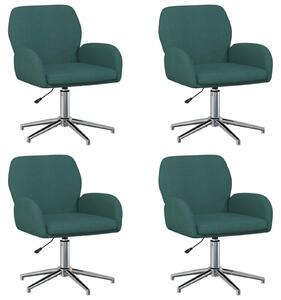 VidaXL Sedie girevoli, confezione da 4, 54 x 58 x 90 cm, verde scuro, rivestite in tessuto