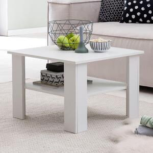 FineBuy Tavolino da salotto in legno bianco 60 x 42 x 60 cm Tavolino in legno con ripiano Tavolino da salotto Tavolino da caffè Tavolino da divano Tavolino da salotto Tavolino da soggiorno