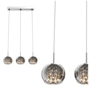 Plafoniera a sospensione 3x sfera in vetro cromato argento trasparente Zuma Line Crystal P0076-03N-B5FZ
