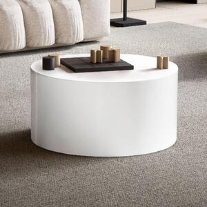 FineBuy Tavolino da caffè MONOBLOC Round 60 cm Bianco High Gloss - Tavolo da salotto moderno dal design elegante - tavolo da divano rotondo, tavolo da salotto per il soggiorno