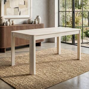 FineBuy Tavolo da pranzo in legno massello di mango 120x60 cm, effetto sbiancato, tavolo da pranzo rettangolare, tavolo da cucina per 4-6 persone, tavolo in legno, tavolo da pranzo, realizzato a mano