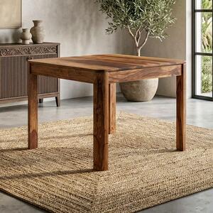 WOHNLING Tavolo da pranzo in legno massello Sheesham 80x80 cm marrone scuro Tavolo da pranzo quadrato Tavolo da cucina per 4 persone Tavolo in legno Tavolo da pranzo Fatto a mano