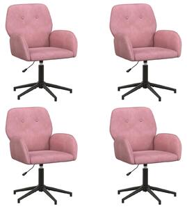 VidaXL Sedie girevoli, confezione da 4, 54 x 55 x 90 cm, rosa, in velluto (V)