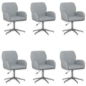 VidaXL Sedie girevoli, 6 pezzi, 54 x 58 x 90 cm, grigio chiaro, rivestite in tessuto