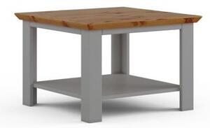 Tavolino da salotto pino massello grigio e rovere shabby country