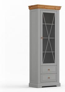 Vetrina a 1 anta pino massello grigia e rovere shabby