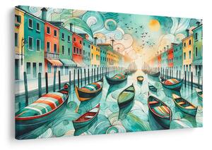 Quadro su tela – Gondole colorate nelle strade di Venezia