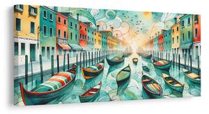 Quadro su tela – Canale veneziano pieno di vita e colori