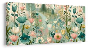 Quadro su tela – Fiori primaverili sul sentiero del bosco