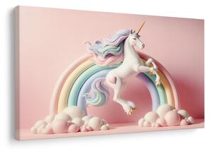 Quadro su tela – Unicorno magico con arcobaleno