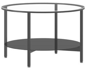 Tavolino da Salotto Nero e Trasparente 70 cm in Vetro Temperato