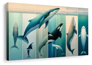 Quadro su tela – Balene e orche negli abissi