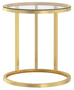 Tavolino Oro e Trasparente 45 cm in Vetro Temperato