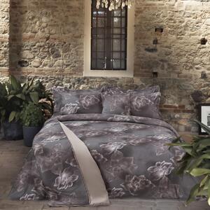 Completo Lenzuola MATRIMONIALE - 250X290 175X205 2 FEDERE 50X80 Macroflowers TORTORA Raso Di Cotone Caleffi