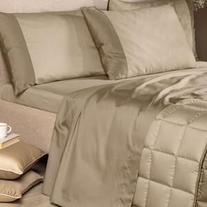 Completo Lenzuola MATRIMONIALE Suite Double TORTORA Raso Di Cotone Caleffi