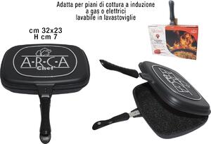Ar.Ca. Bistecchiera Induzione Antiaderente Fornetto Multiuso in Alluminio Pressofuso 32x23 cm Vulcania