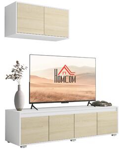 HOMCOM Set 2 Pezzi in Truciolato, Mobile TV max 70" 160x39x43 cm e Mobile Multiuso a Parete 80x35x40 cm