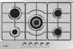 SMARTWAY Piano Cottura 5 Fuochi a Gas 75 cm (1 Bruciatore Tripla Corona) in Acciaio Inox colore Inox - PG75SM