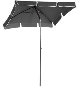 Outsunny Ombrellone da Giardino Rettangolare con Inclinazione Regolabile e Palo in Alluminio, 198x130x240cm, Grigio e Nero|Aosom